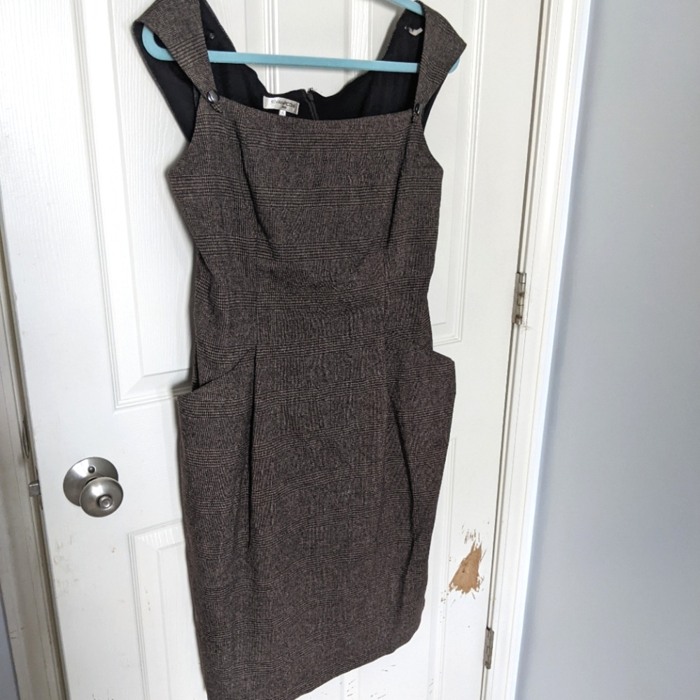 Brown Plaid Evan Picone Sheath Dress 16